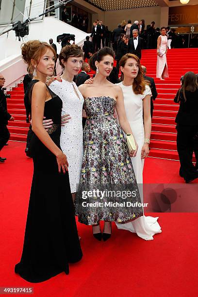 Julia Platon, Elodie Fontan, Frederique Bel and Emilie Caen attend the Premiere of "Jimmy's Hall" at the 67th Annual Cannes Film Festival on May 22,...