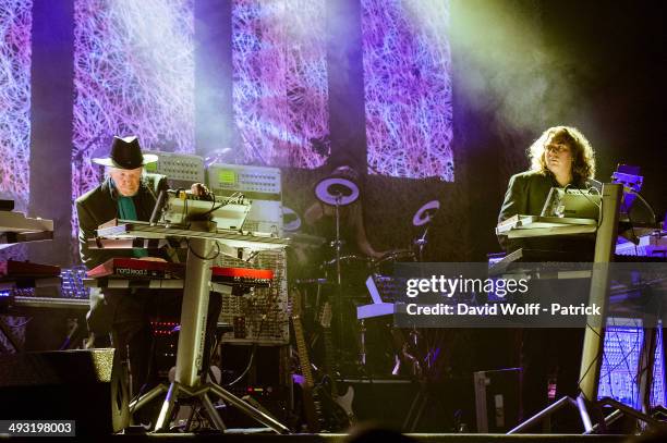 Edgar Froese and Thorsten Quaeschning from Tangerine Dream perform at Le Trianon on May 22, 2014 in Paris, France.