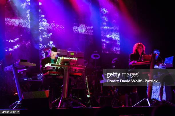 Edgar Froese and Thorsten Quaeschning from Tangerine Dream perform at Le Trianon on May 22, 2014 in Paris, France.