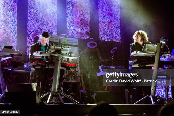 Edgar Froese and Thorsten Quaeschning from Tangerine Dream perform at Le Trianon on May 22, 2014 in Paris, France.