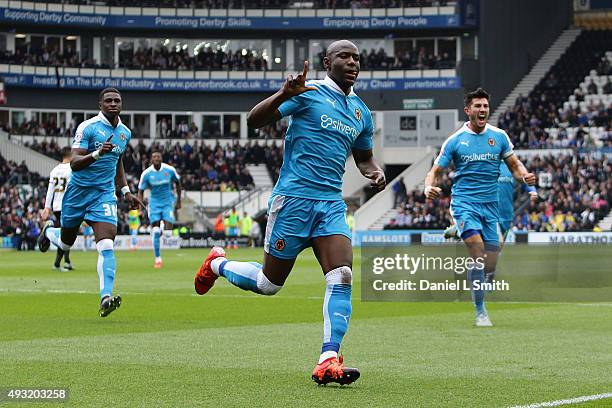 Benin Afobe of Wolverhampton Wanderers FC celebrates after scoring Wolverhampton Wanderers FC equalising goal during the Sky Bet Championship match...