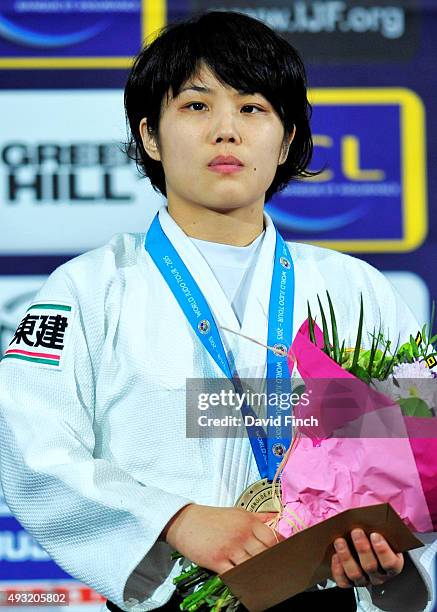 Under 52kg bronze medallist, Ai Shishime of Japan, during the 2015 Paris Grand Slam on Saturday at the Bercy-Paris Arena, Bercy, Paris, France.