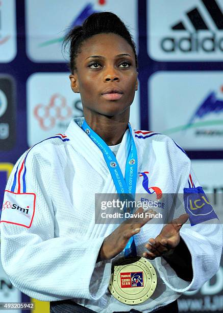 Under 52kg bronze medallist, Priscilla Gneto of France, during the 2015 Paris Grand Slam on Saturday at the Bercy-Paris Arena, Bercy, Paris, France.
