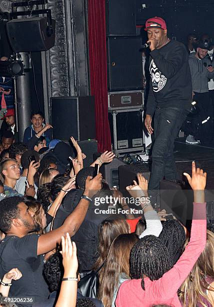 Rap artist Mokobe performs during the 'Abbe Road 2' Auction Concert Against Bad Housing To Benefit Abbe Pierre Foundation at La Cigale on October 17,...