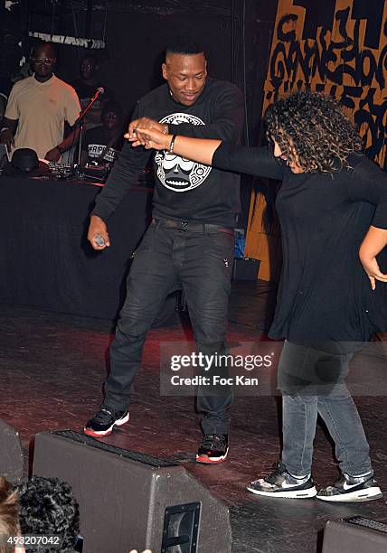 Rap artist Mokobe and young guests perform during the 'Abbe Road 2' Auction Concert Against Bad Housing To Benefit Abbe Pierre Foundation at La...