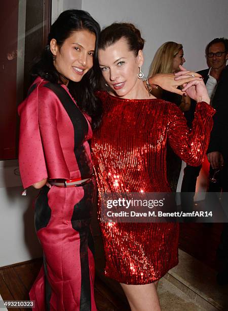 Goga Ashkenazi and Milla Jovovich attend amfAR's 21st Cinema Against AIDS Gala after party presented by WORLDVIEW, BOLD FILMS, and BVLGARI at Hotel...