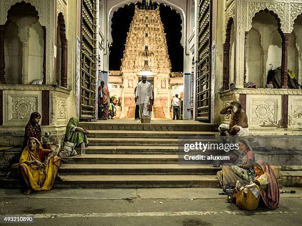 beggars in front of rangji temple pushkar india - beggar stock pictures, royalty-free photos & images