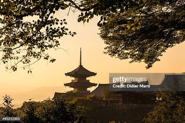Kiyomizu-dera is one of Kyoto most famous temple in the heart of the historic town . A view at sunset taken from the hills