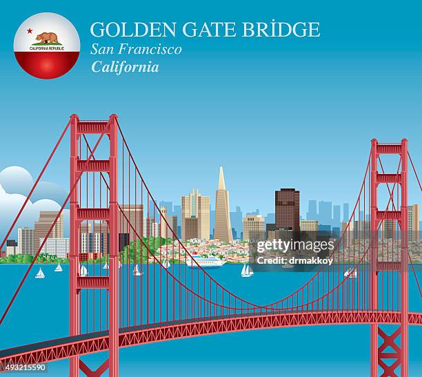 ゴールデンゲートブリッジ - san fransisco bridge vector点のイラスト素材／クリップアート素材／マンガ素材／アイコン��素材