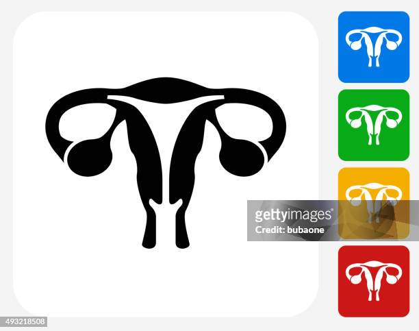 ilustraciones, imágenes clip art, dibujos animados e iconos de stock de reproductivos femeninos sistema de iconos de diseño gráfico plana - trompas de falopio