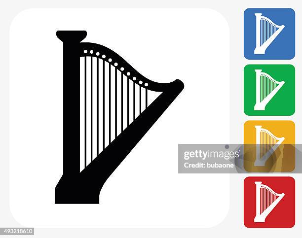 harp icon flat graphic design - guitar strings stock illustrations