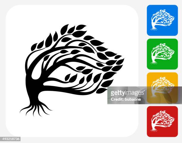 tree icon flat graphic design - wind stock illustrations