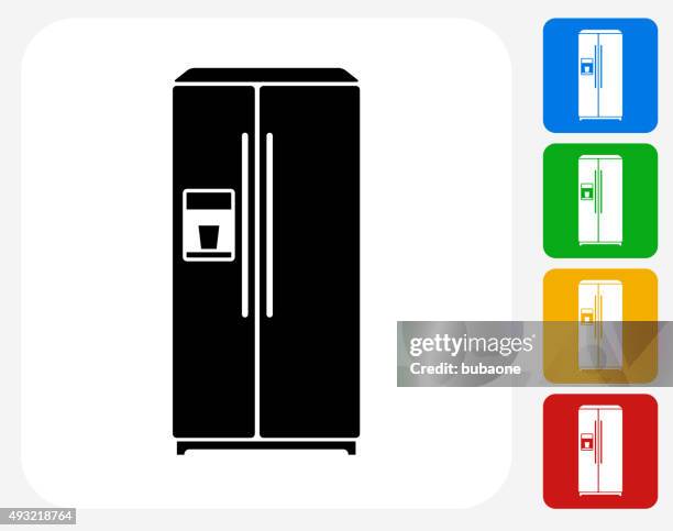 refrigerator icon flat graphic design - cold room storage stock illustrations