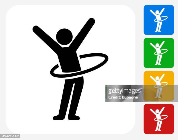 stick figure hula hooping icon flat graphic design - plastic hoop 幅插畫檔、美工圖案、卡通及圖標