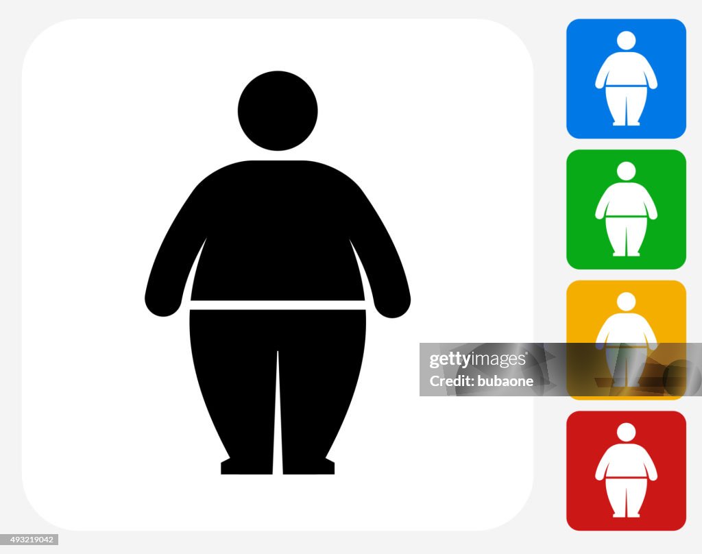 Stick Figure and Weight Gain Icon Flat Graphic Design