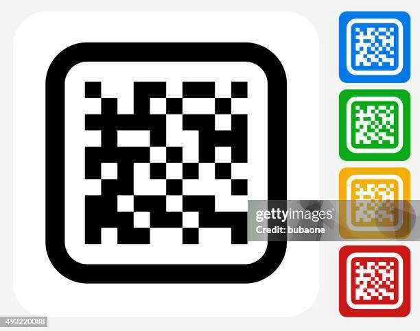 illustrazioni stock, clip art, cartoni animati e icone di tendenza di codice a barre icona piatto di design grafico - qr code