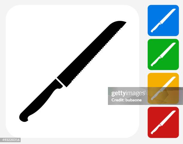 knife icon flat graphic design - bread knife stock illustrations