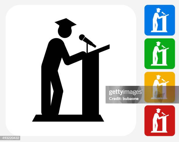 graduation icon flat graphic design - valedictorian stock illustrations