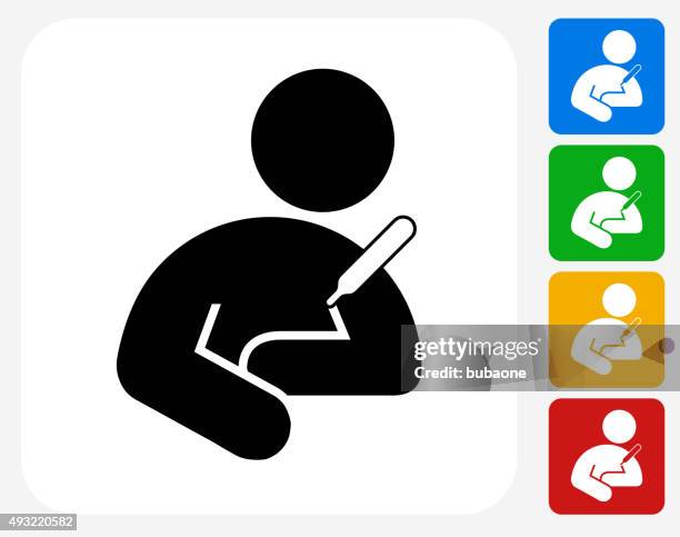 thermometer icon flat graphic design - checking temperature stock illustrations