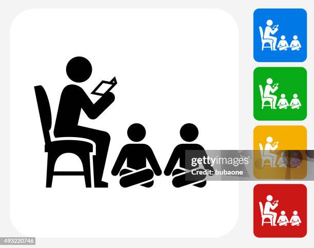 story time icon flat graphic design - child listening stock illustrations
