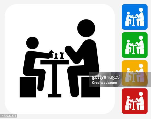 kids chess game icon flat graphic design - board game stock illustrations