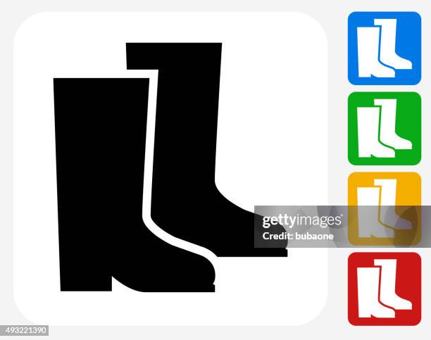big boots icon flat graphic design - work boots stock illustrations