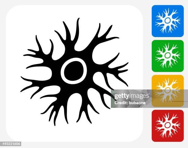 ilustraciones, imágenes clip art, dibujos animados e iconos de stock de célula nerviosa iconos planos de diseño gráfico - neurone