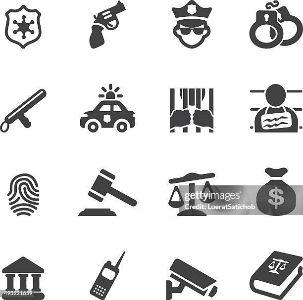 stockillustraties, clipart, cartoons en iconen met law and justice silhouette icons| eps10 - handcuffs