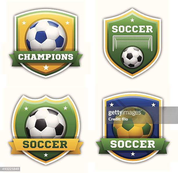 soccer football badges - shield badge stock illustrations