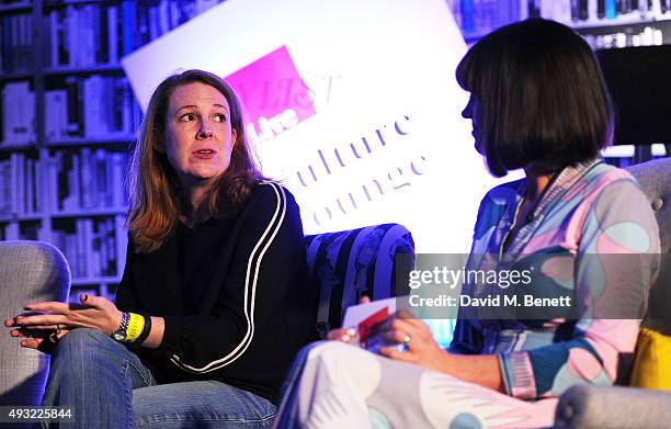 Managing director of e-tail giant ShopStyle Genevieve Kunst and presenter Dawn O'Porter speak during day four of Stylist Magazine's first ever...