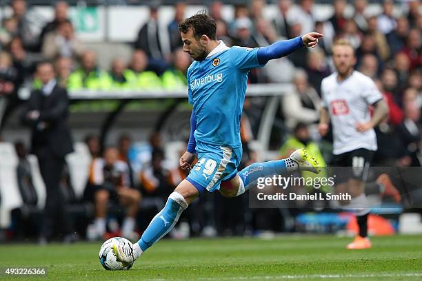 Adam Le Fondre of Wolverhampton Wanderers FC in action during the Sky Bet Championship match between Derby County and Wolverhampton Wanderers at...