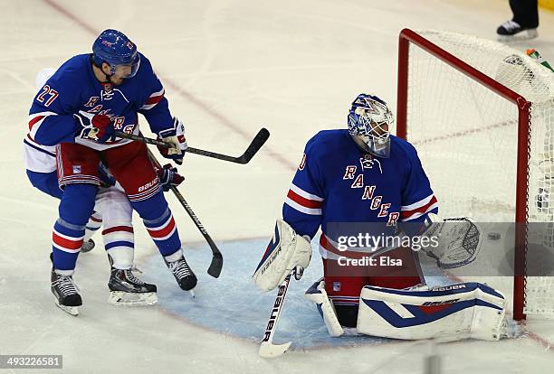 Henrik Lundqvist and Ryan McDonagh of the New York Rangers watch Andrei Markov of the Montreal Canadiens second period goal into the back of the net...