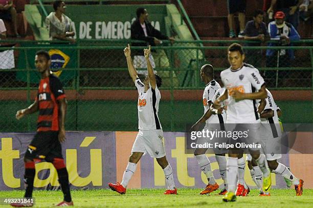 Datolo of Atletico-MG is mobbled by his team mates after scoring their goal during the match between Vitoria and Atletico-MG as part of Brasileirao...