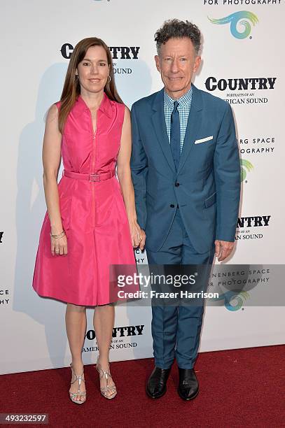 Musician Lyle Lovett and April Kimble attend the Annenberg Space for Photography Opening Celebration for "Country, Portraits of an American Sound" at...