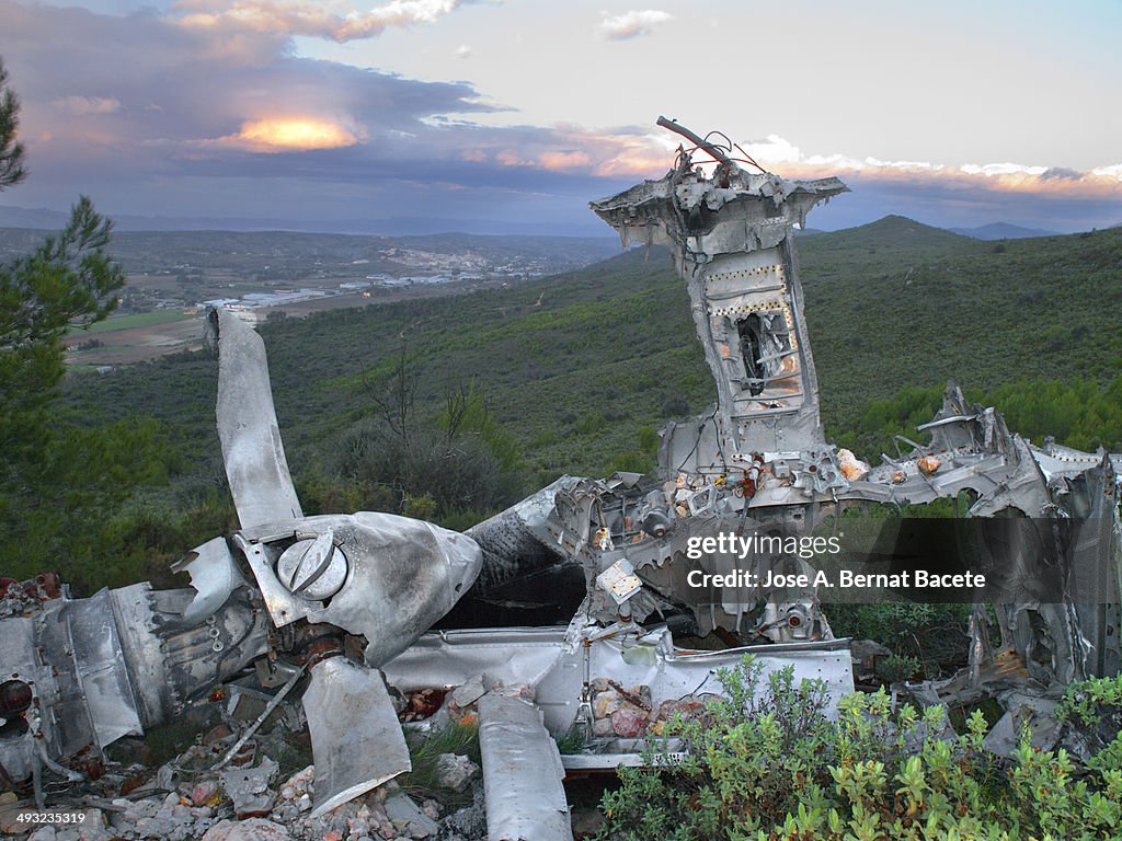 Remains of a plane crash on Mountain