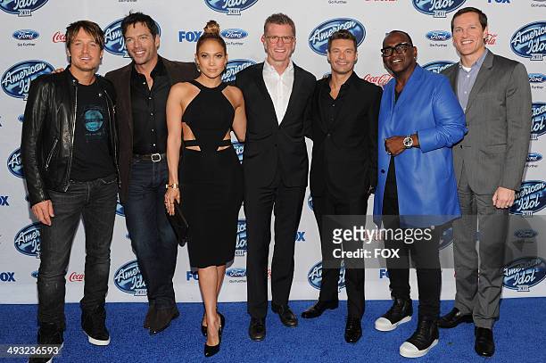 Judges Keith Urban, Harry Connick Jr., Jennifer Lopez, Chairman, Entertainment Fox Broadcasting Company, Kevin Reilly, host Ryan Seacrest, In-House...