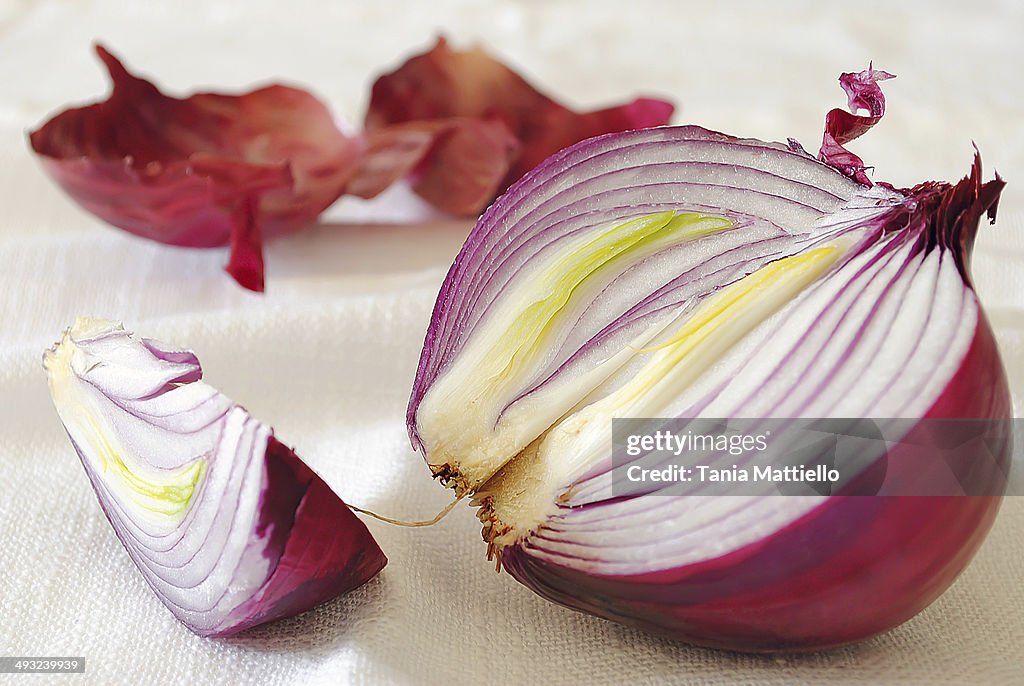 Red onion on napkin