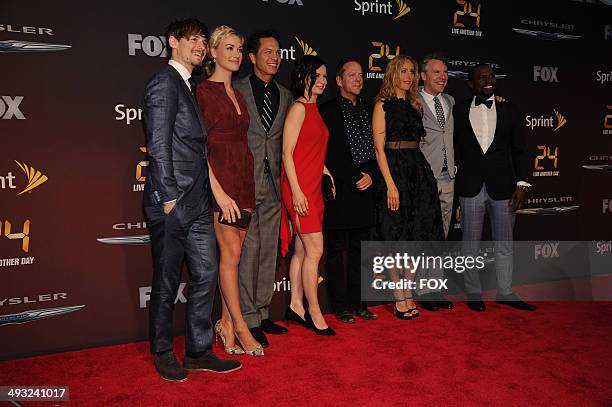 Cast members Giles Matthey, Yvonne Strahovski, Benjamin Bratt, Mary Lynn Rajskub, Kiefer Sutherland, Tate Donovan and Gbenga Akinnagbe arrive on the...