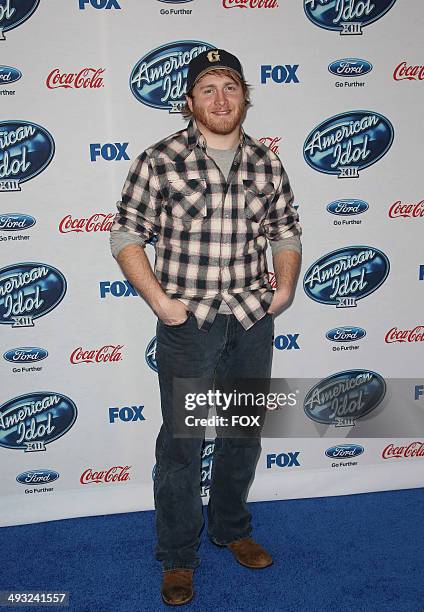 Contestant Ben Briley arrives on the blue carpet during the AMERICAN IDOL XIII TOP FINALISTS PARTY on Thursday, February 20, 2014 at Oak & Fig in...