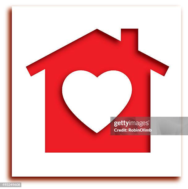 ilustrações, clipart, desenhos animados e ícones de cortar ícone de coração da casa - valentines day home