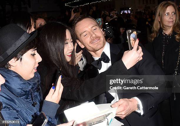 Michael Fassbender attends the "Steve Jobs" Closing Night Gala during the BFI London Film Festival, at Odeon Leicester Square on October 18, 2015 in...