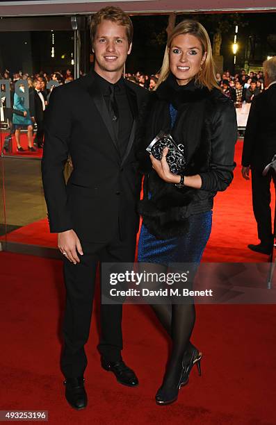 Sam Branson and Isabella Calthorpe attend a gala screening of "Steve Jobs" on the closing night of the BFI London Film Festival at Odeon Leicester...