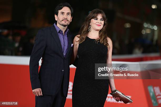 Dierctor Peter Sollett and Eva Vives Cadevall walk the red carpet for 'Freeheld' during the 10th Rome Film Fest at Auditorium Parco Della Musica on...