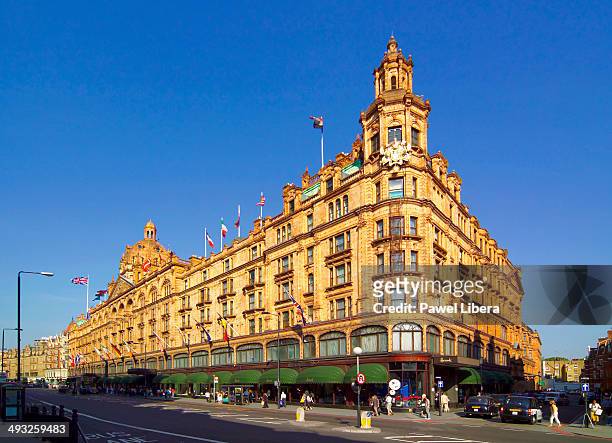 Exterior of Harrods Department Store at Knightsbridge in London.