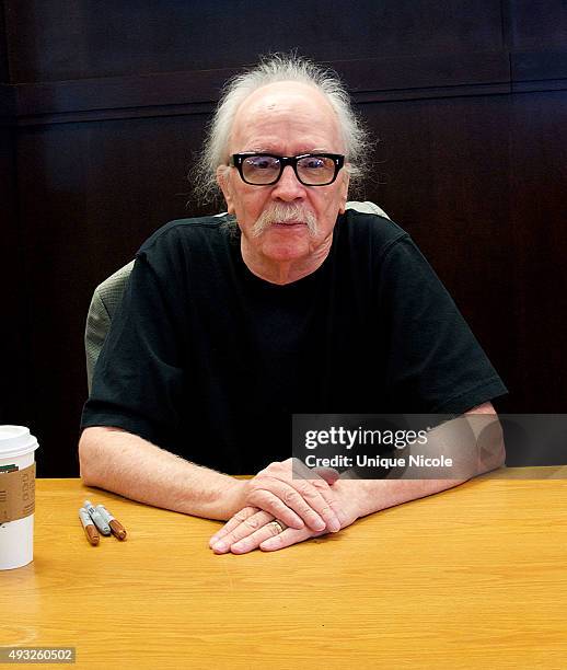 Director/screenwriter John Carpenter signs copies of his new book, 'John Carpenter's Tale For A Halloween Night' at Barnes & Noble at The Grove on...