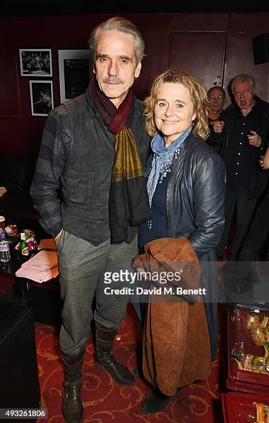 Jeremy Irons and Sinead Cusack attend "I'm With The Banned" presented by the Belarus Free Theatre in celebration of their 10th anniversary at KOKO on...