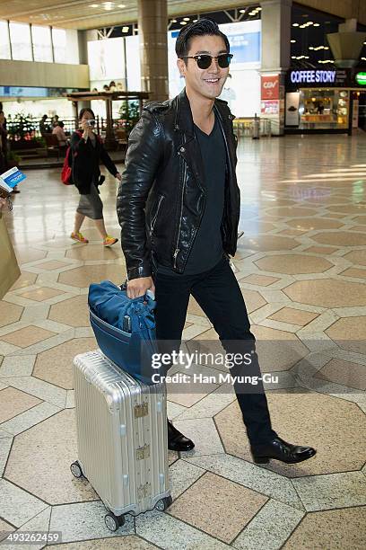 Choi Si-Won of South Korean boy band Super Junior M is seen on departure at Gimpo International Airport on May 22, 2014 in Seoul, South Korea.