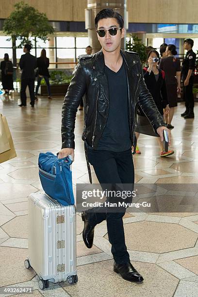 Choi Si-Won of South Korean boy band Super Junior M is seen on departure at Gimpo International Airport on May 22, 2014 in Seoul, South Korea.