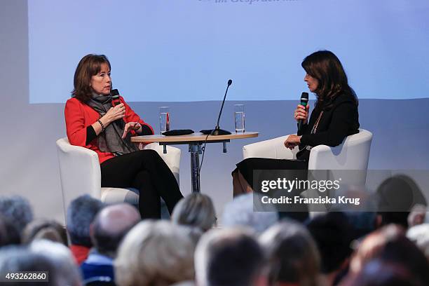 Charlotte Link and Brigitte Hubert attend the BRIGITTE LIVE at Frankfurt Book Fair 2015 on October 18, 2015 in Frankfurt am Main, Germany.