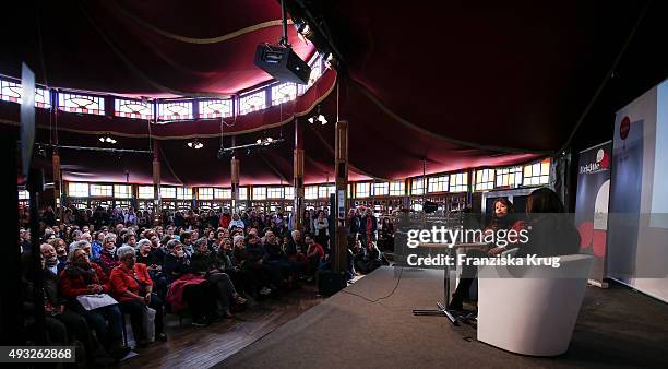 Charlotte Link and Brigitte Hubert attend the BRIGITTE LIVE at Frankfurt Book Fair 2015 on October 18, 2015 in Frankfurt am Main, Germany.